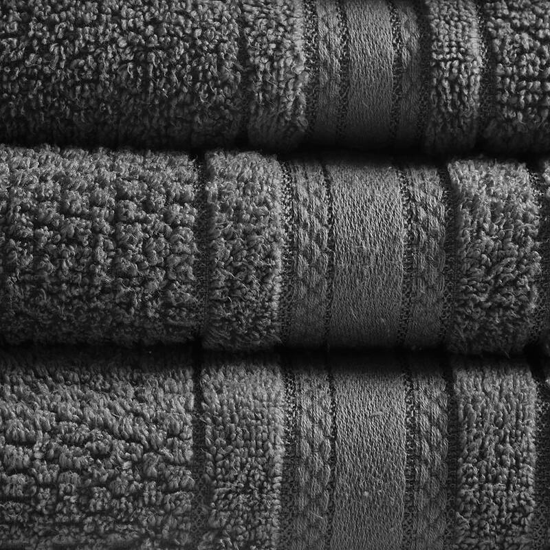6 Piece Super Soft Cotton Quick Dry Bath Towel Set - N/A - Dark Gray