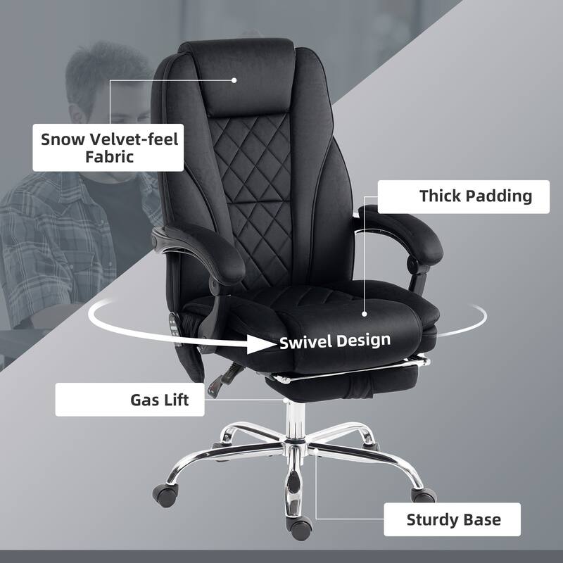 Vinsetto Massage Office Chair with 6 Vibration Points, Heated Reclining Computer Chair, Swivel Desk Chair