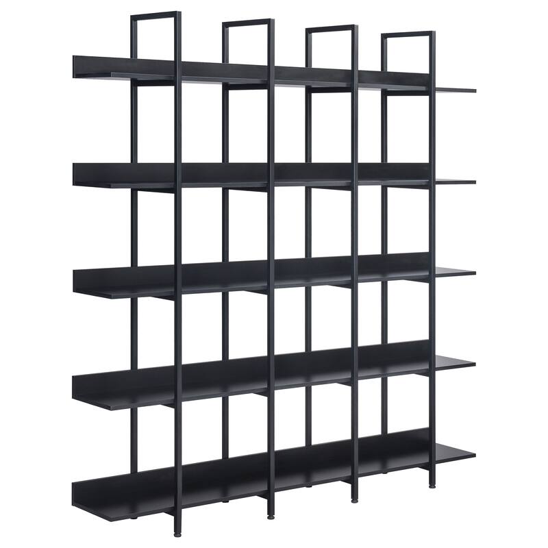5 Tier Bookshelf Office Bookshelf Metal Frame MDF Board Industrial Style