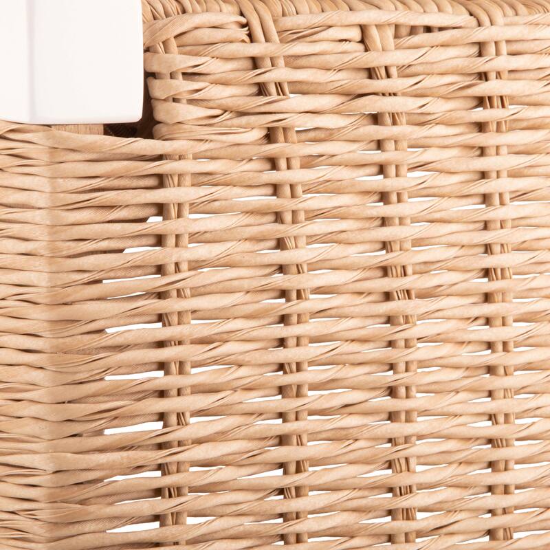 Newport 40" Wood Storage Bench with Handcrafted Woven Rope Seat, White