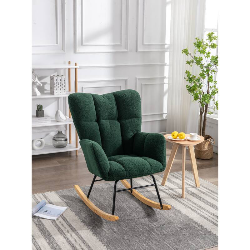 31.5" High Back Buttons Tufted Rocking Chair