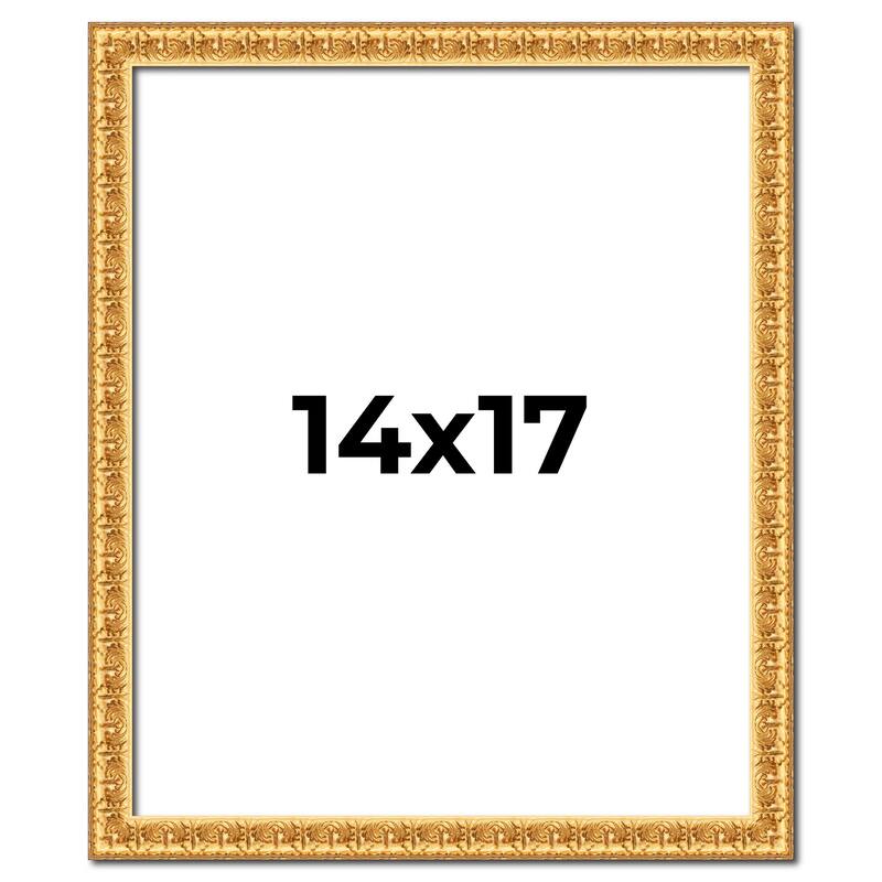 14x17 Frame Gold Real Wood Picture Frame Width 1 inches | Interior