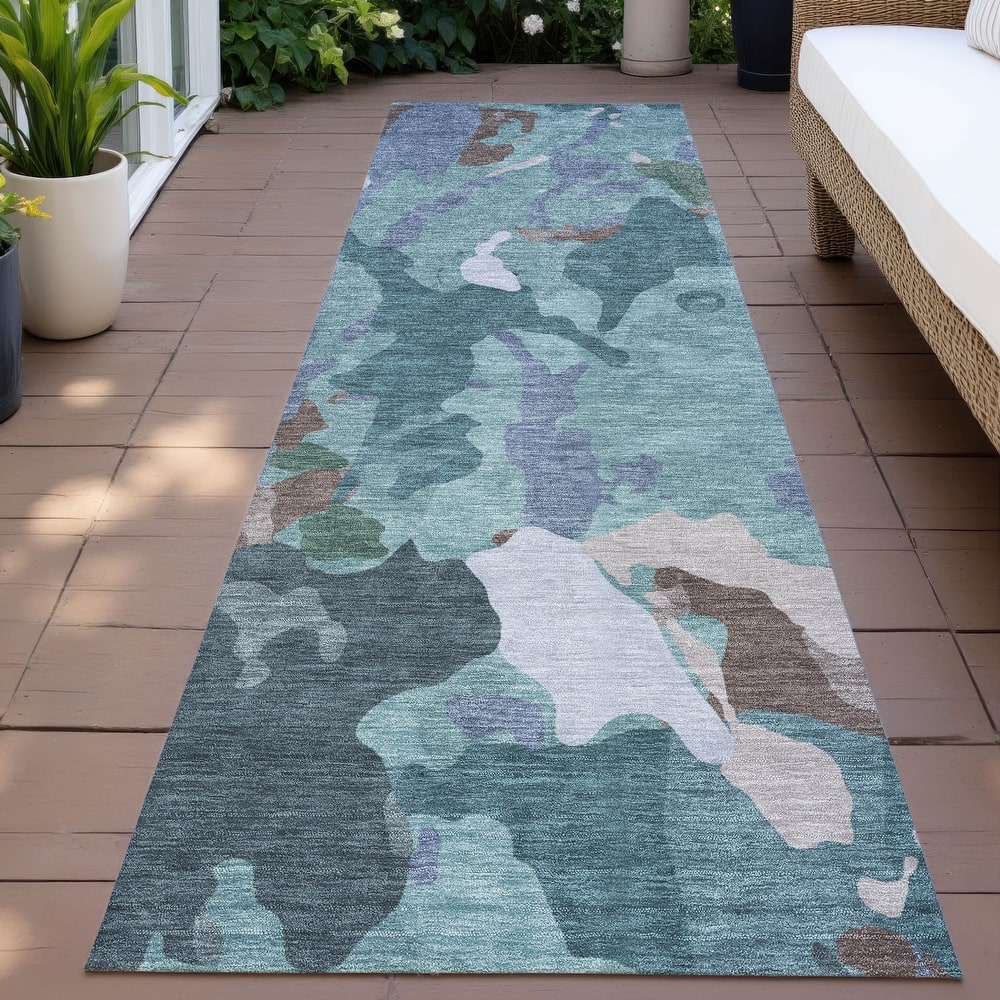 Machine Washable Indoor/Outdoor Modern Brushstrokes Chantille Rug