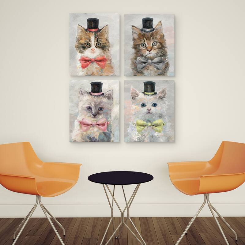 Top Hat Cats I-IV Canvas Art Prints