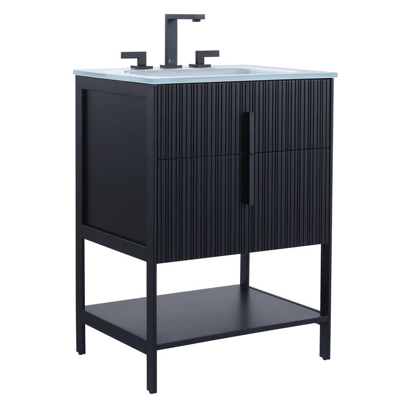 Fine Fixtures Serenity Modern bathroom vanity - Black Matte - Black Hardware