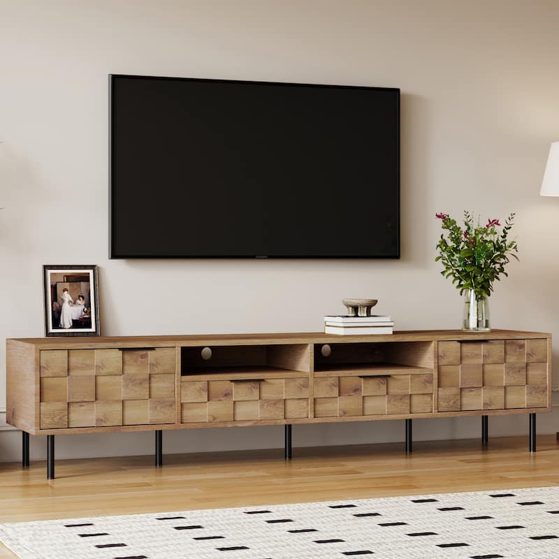 Mid Century Tv Stand With 2 Drawers,Media Console Table For Tvs Up To 85'',Entertainment Center With Storage