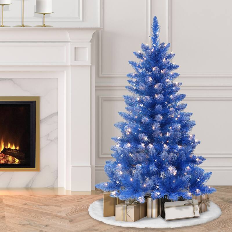 Puleo International 4' Pre-Lit Fashion Blue Artificial Christmas Tree - 4 - Blue