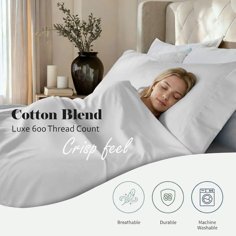 Superior Pandora Cotton Blend Embroidered 600 Thread Count Sheet Set