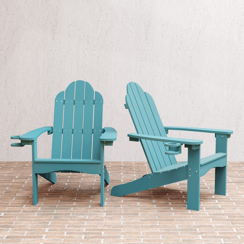 Plastic Poly Weather Resistant Outdoor Patio Adirondack Chair 2-Pack - 35"D x 30"W x 36.2"H