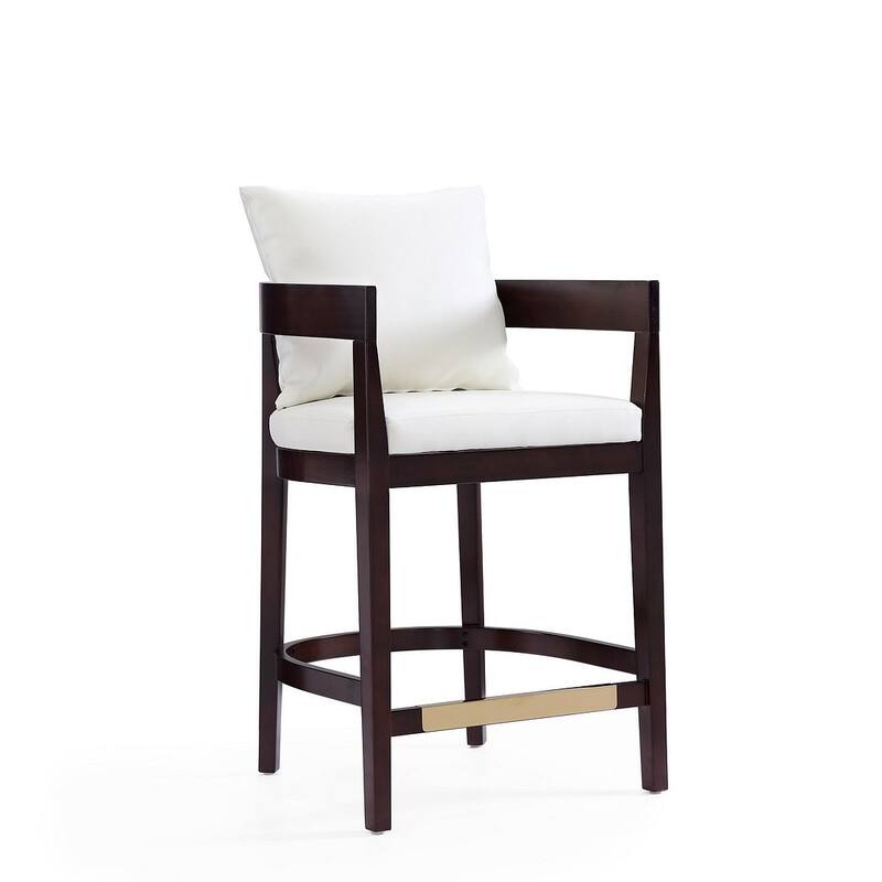 Manhattan Comfort Ritz 34 in. Dark Walnut Beech Wood Counter Height Bar Stool (Set of 3)