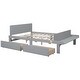 preview thumbnail 28 of 26, Stylish Twin/ Full Size Platform Bed Frame with Footboard Bench and 2 Storage Drawers, Pine Wood Platform Bed Frame for Bedroom