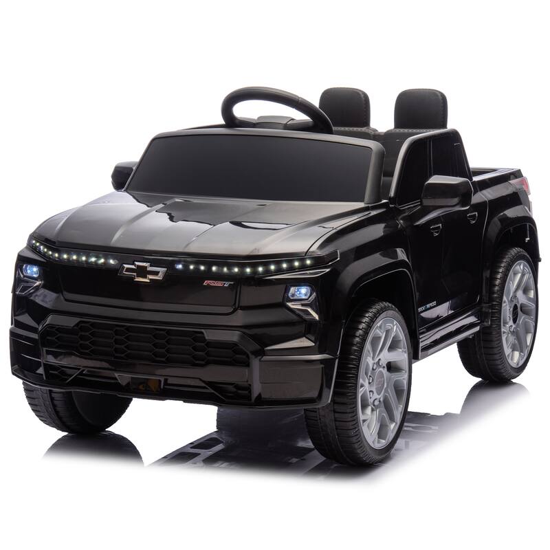 24V Licensed Chevrolet Silverado EV Ride-On Car for Kids with Slow Start, LED Lights, Bluetooth, USB, MP3, and Remote Control