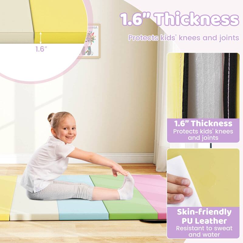 Costway Tri-Folding Gymnastics Mat 6' x 4' Tumbling Mat for Kids with - See Details