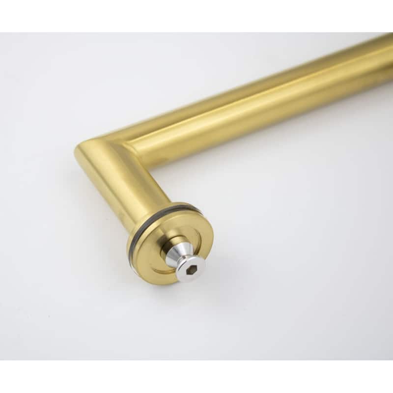 CEL Round Tubing Mitered Corner 8" Pull Handle with 18" Towel Bar Comb Set for Shower Door