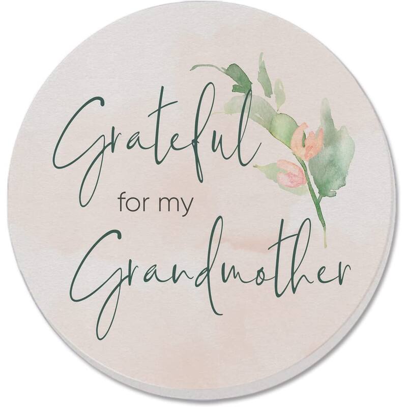 CounterArt Grateful for Grandmother Absorbent Stone Tumbled Tile Coaster Set of 4 Made in The USA Protective Cork Backing - Multi
