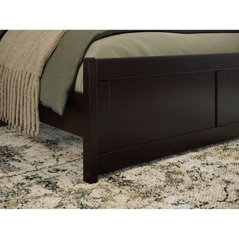 Valencia Solid Wood Low Profile Sleigh Platform Bed with Matching Footboard