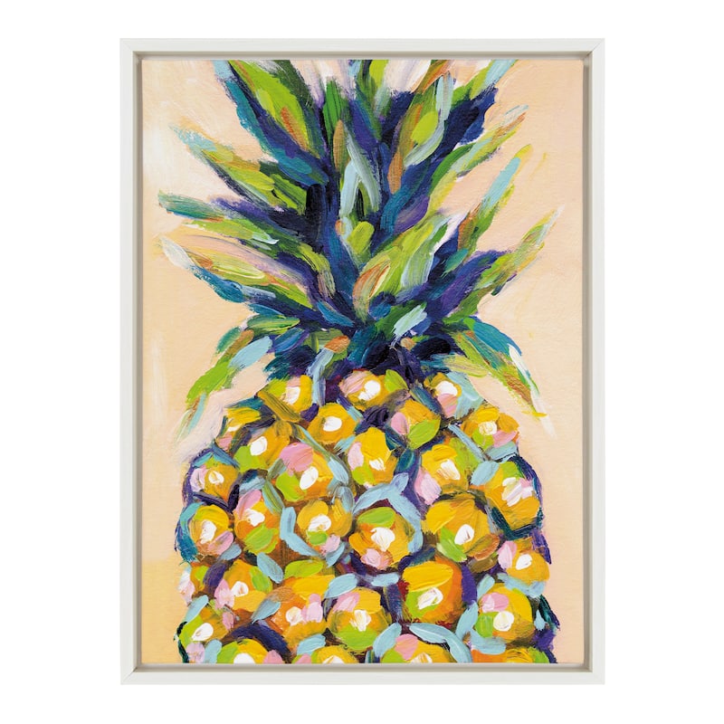 Kate and Laurel Sylvie Pineapple Framed Canvas by Rachel Christopoulos