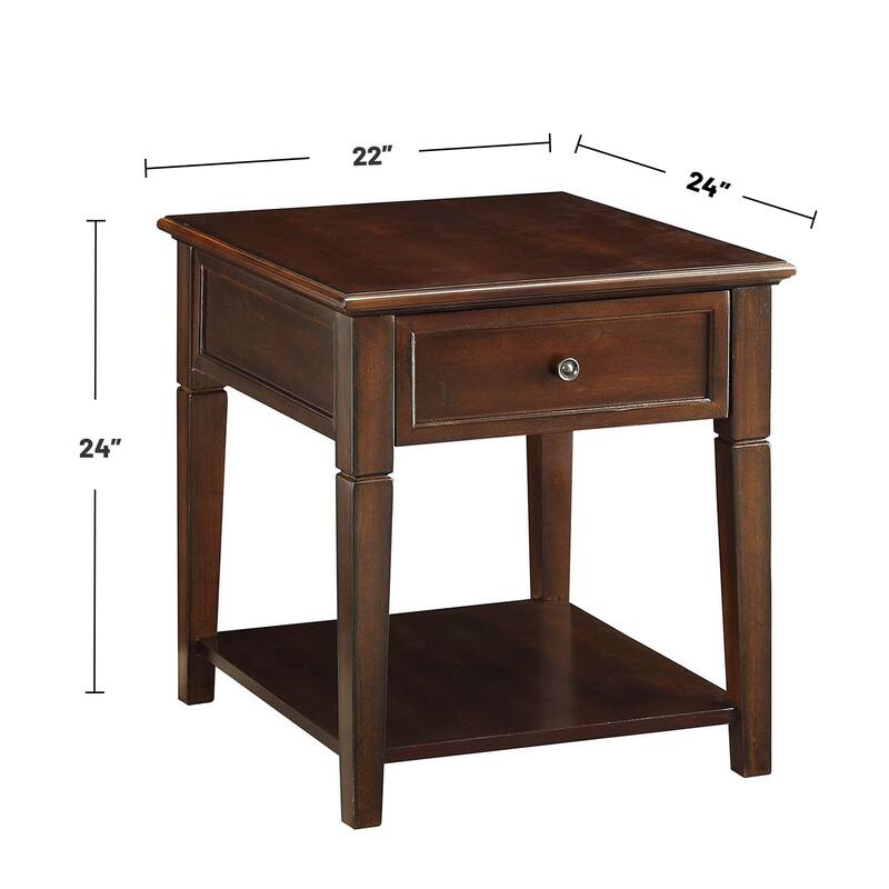 Rectangular End Table with Drawer in Walnut