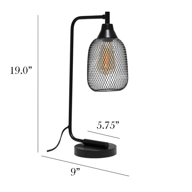 Industrial Style Desk Lamp with Mesh Wire Shade - 19" - Black