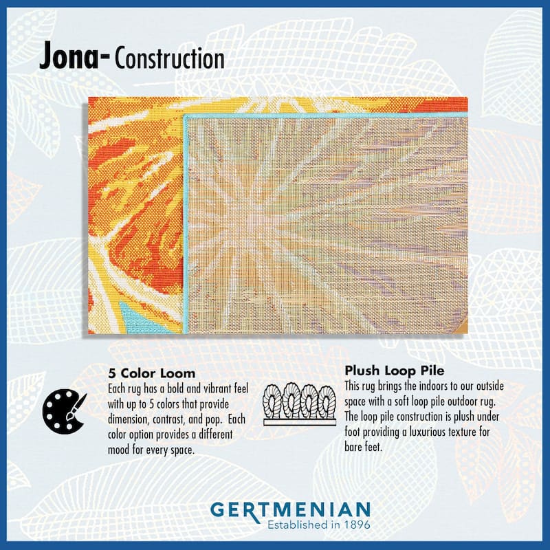 Gertmenian Jona Ananda Tropical Botanical Leaf Teal Multi-Color Indoor/ Outdoor Flatweave Area Rug