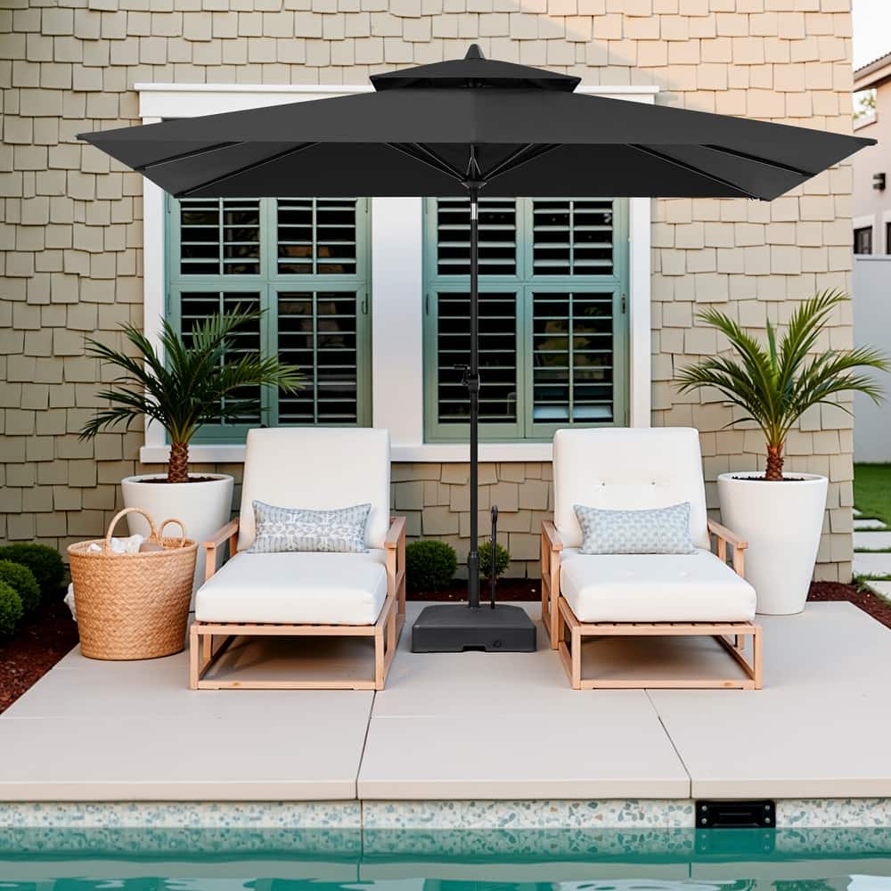 10 x 6.5 FT Double Top Patio Market Umbrella with Base Stand