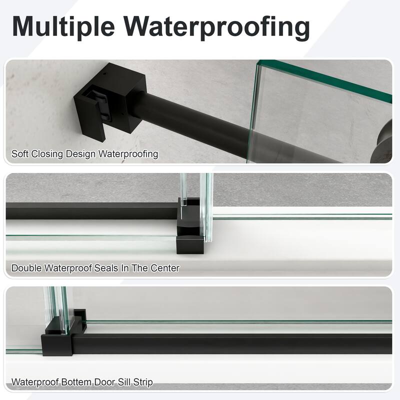 56"-60"W x 72"H Frameless Single Sliding Shower Door - 5/16" (8mm) Clear Tempered Glass