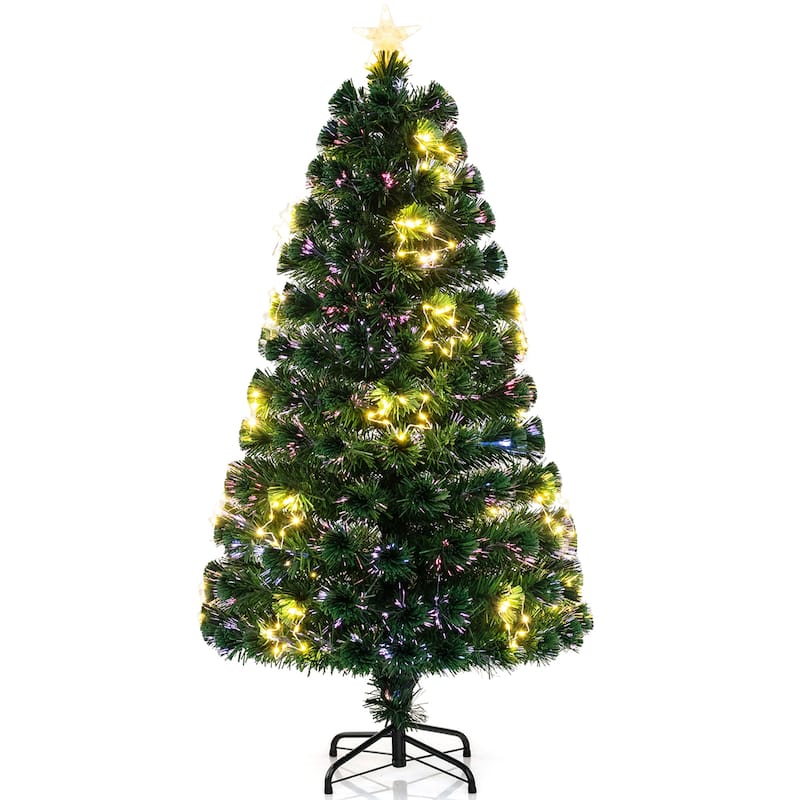 Gymax 4/5/6/7 FT Artificial Xmas Tree w/ 270 Branch Tips 509 Warm - 5 Foot