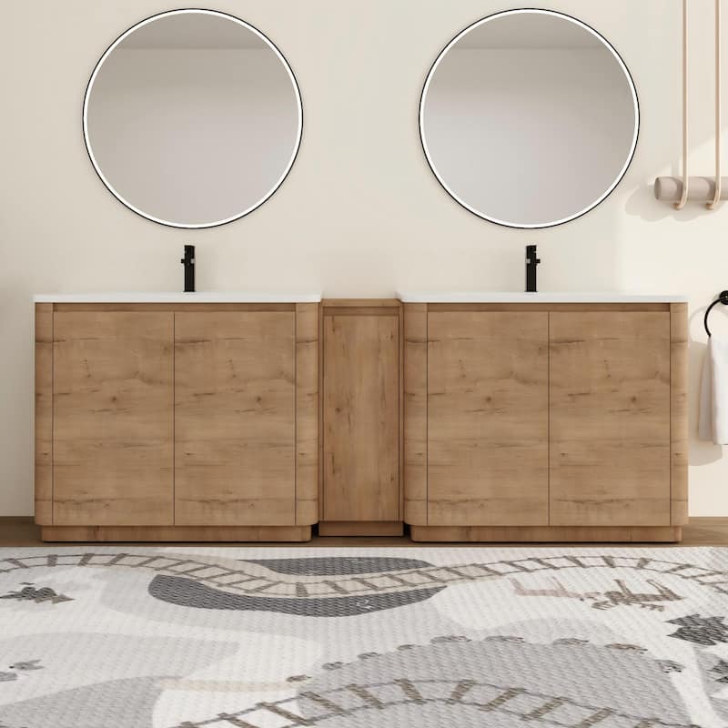 Malwee 36"/40"/48"/52"/60"/64"/84"/92" Bathroom Vanity with Sink, FreeStanding Bathroom Vanity with Door and Adjustable Shelf