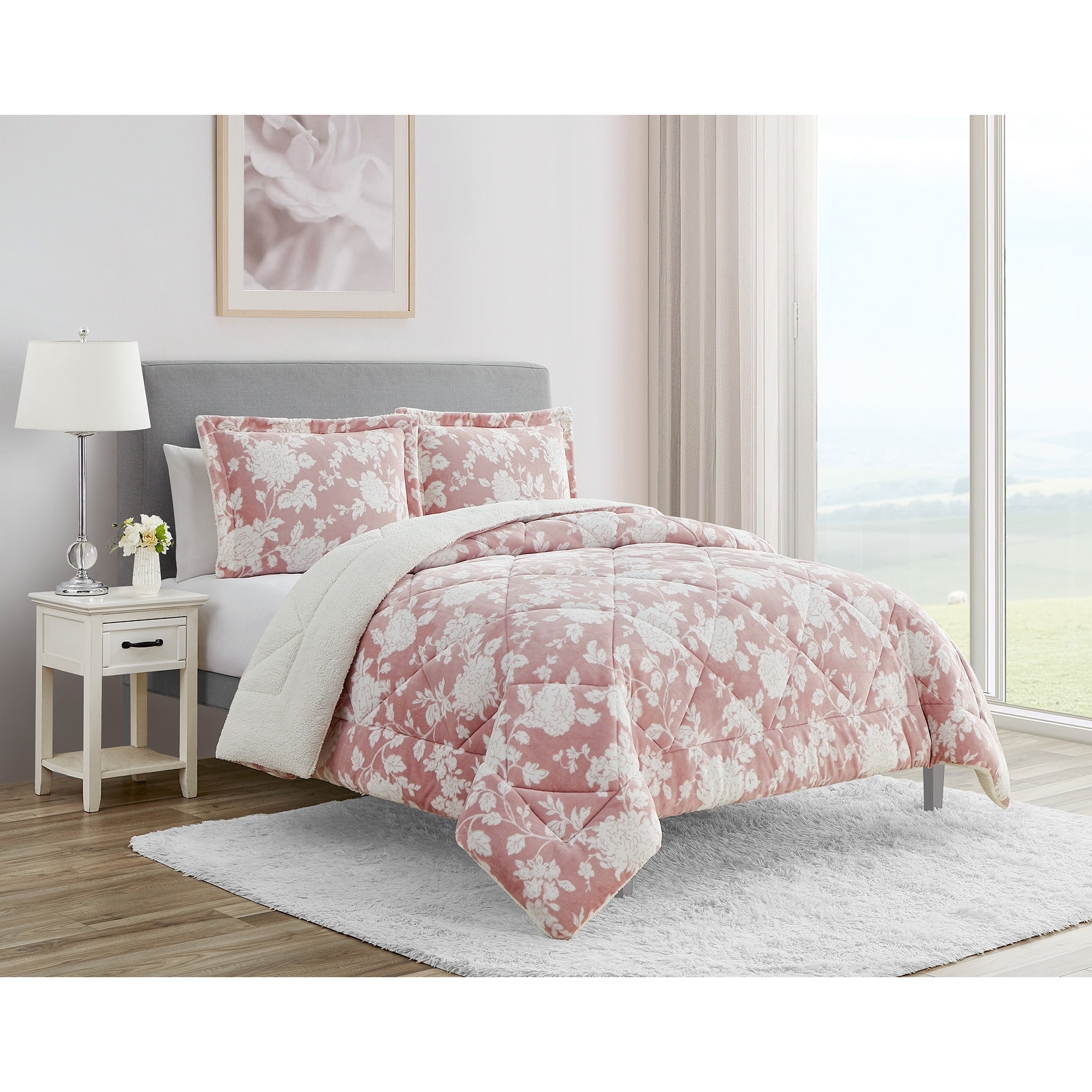 Ultra plush reversible micromink sherpa fleece comforter set deals