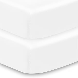 BreathableBaby Cotton Percale Fitted Sheet, For 52" x 28"/132 x 71 cm Crib & Toddler Bed Mattress, Solids (2-Pack)
