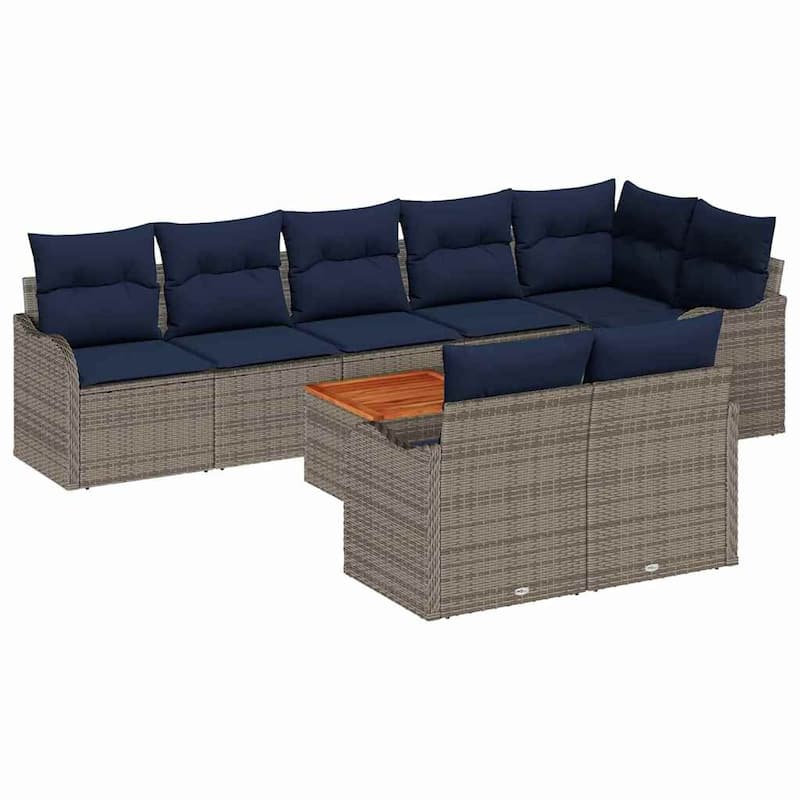 vidaXL 9 Piece Garden Sofa Set with Cushions - 113.2×48.2×27.2