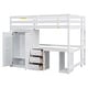preview thumbnail 18 of 33, Traditional Rustic Style Full Size Loft Bed with Built-In Ladder,Storage Drawers and Wardrobe,Study Desk Under-Bed