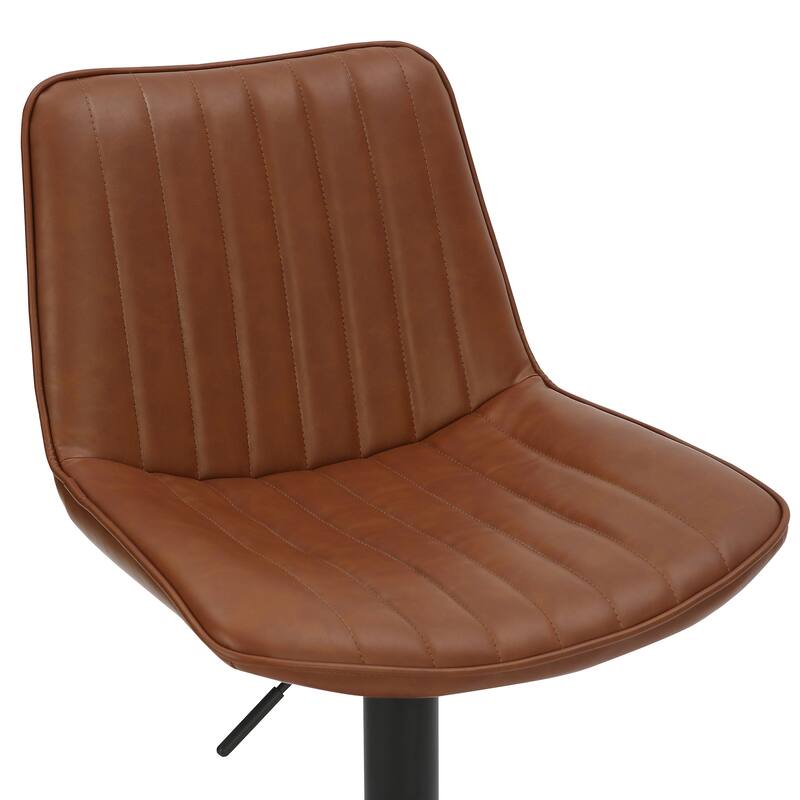 Contemporary Faux Leather & Metal Adjustable Air-Lift Stool, Set of 2