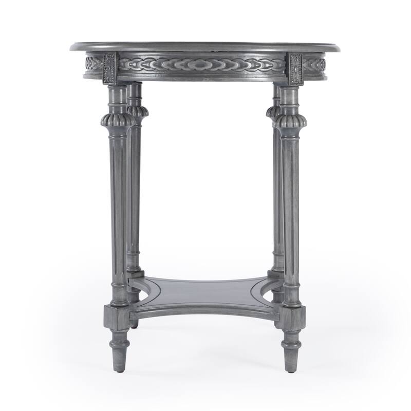 Hellinger 24 in. W Round Wood Tall End Table with Open Shelf
