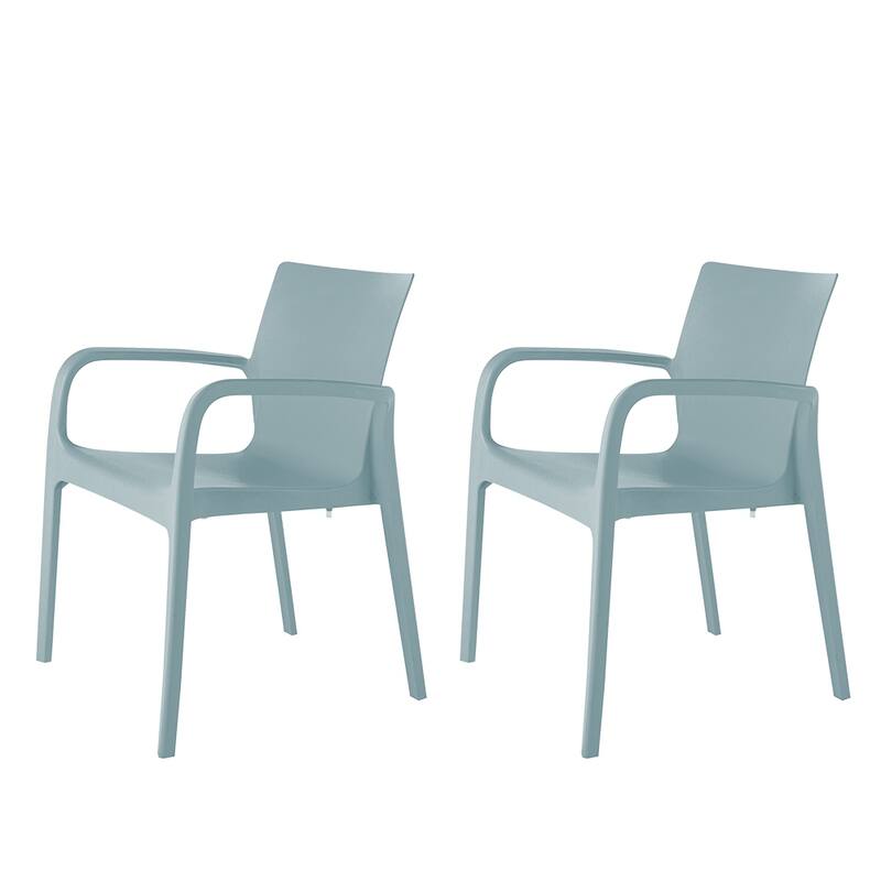 Alissa Resin Stackable All-Weather Dining Armchair, Set of 2 - Light Blue