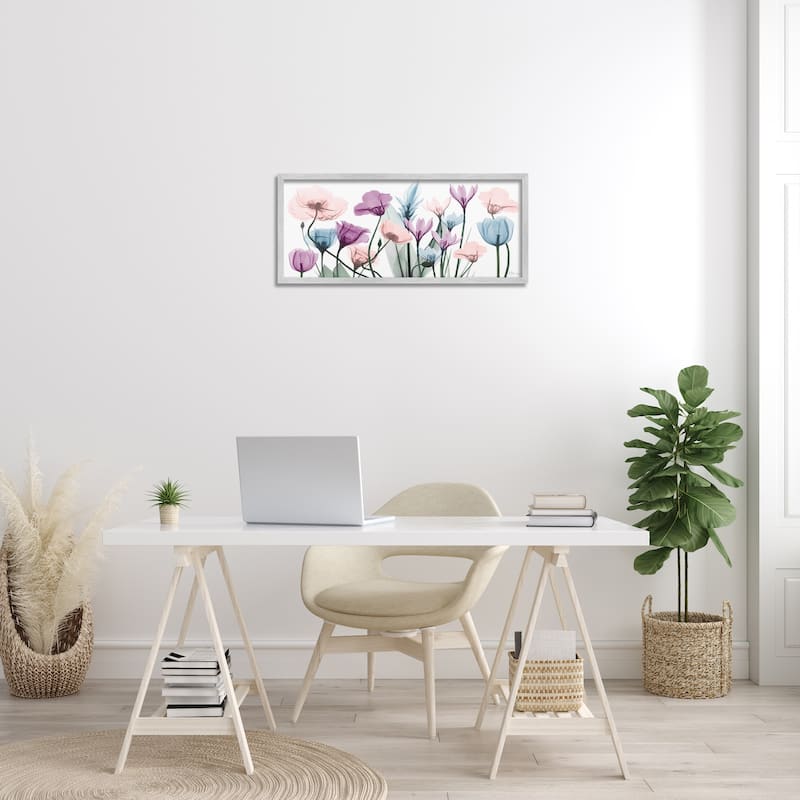 Stupell Modern Translucent Pastel Tulips Flower Buds Blossoms Framed Wall Art - Purple
