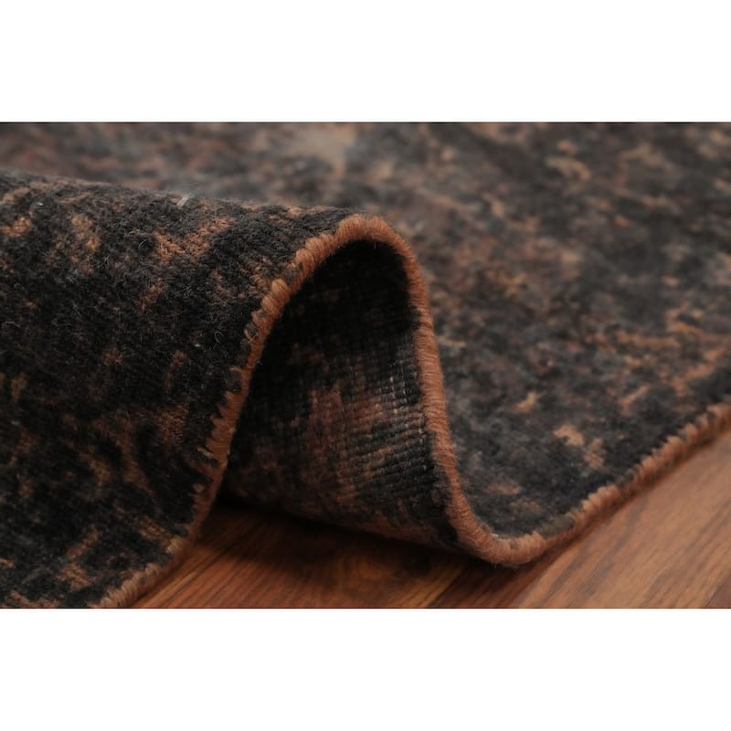 Hand Knotted Oriental Viscose Silk Carpet Modern All-Over Brown Abstract Area Rug - 7' 9'' X 5' 2''