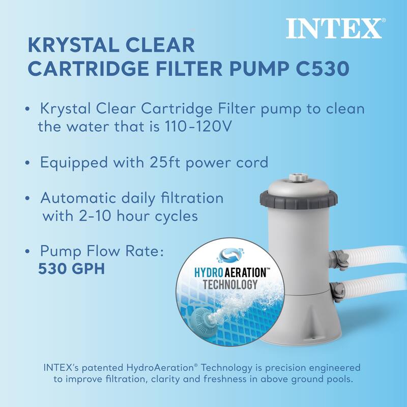 INTEX 12' x 30" Metal Frame Above Ground Pool, Filter, Cover, & Maintenance Kit