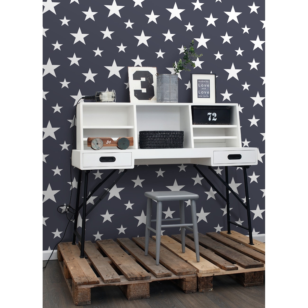 amira glitter geo wallpaper   navy