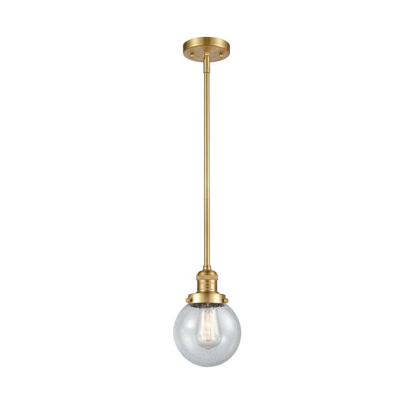 Innovations Lighting Franklin Restoration Beacon 1 Light 6" Stem Hung Mini Pendant - Satin Gold/Seedy