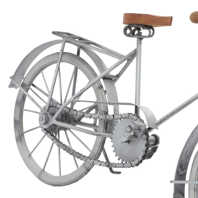 Yellow, Blue or Silver Metal Bike Decorative Sculpture with Wood Accents