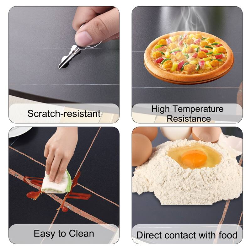 Round Dining Table, Kitchen Table with Stainless Steel Legs, Round Coffee Table Bistro Table for Dining Room