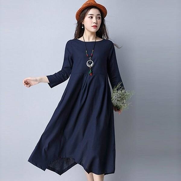 Shop Vestidos 2017 Spring Women Casual Loose Cotton Linen Dress