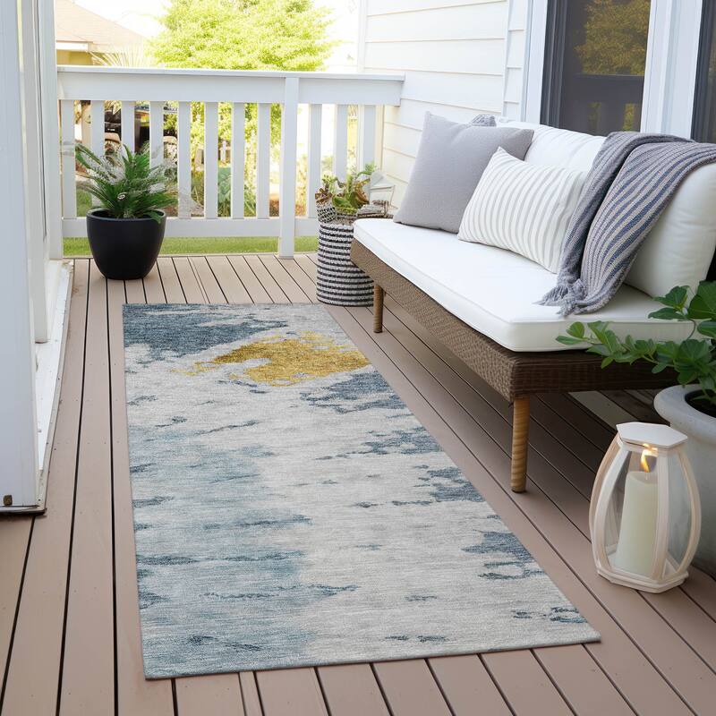Machine Washable Indoor/ Outdoor Chantille Tie Dye Modern Rug