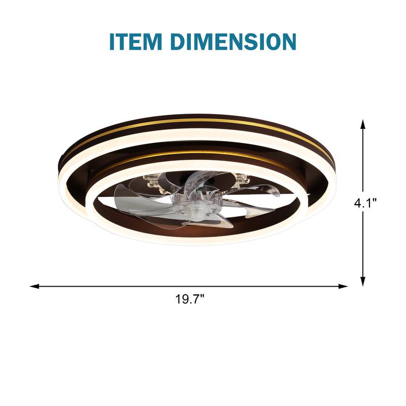 Cusp Barn 20'' Low Profile Dual LED Ceiling Fan with Lights and Smart APP Remote Control Flush Mount Fully Dimmable Lighting