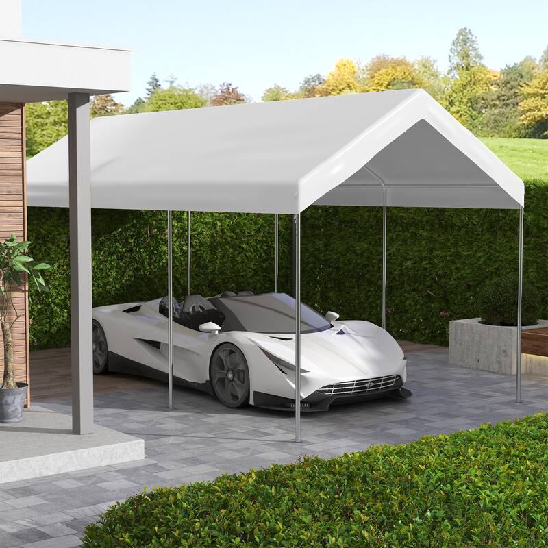 Outsunny 10' x 20' Carport Replacement Top Canopy Cover, Waterproof and UV Protected Garage Car Port Cover - White