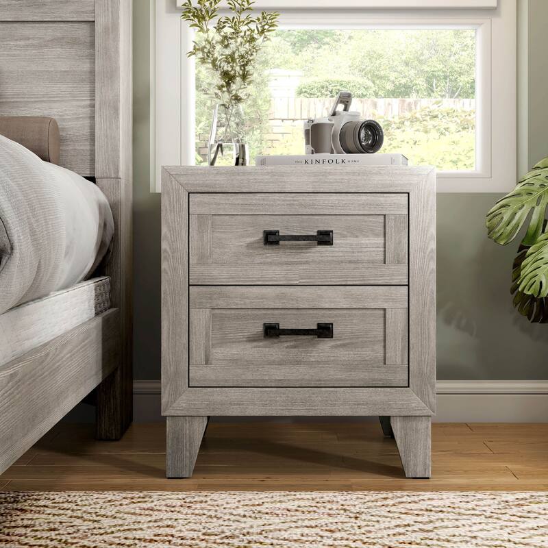 Furniture of America Holland Washed White Melamine Top 2-Drawer Nightstand