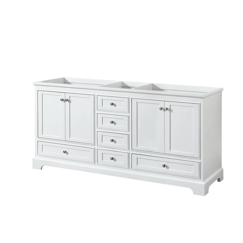 Wyndham Collection Deborah 71" Free Standing Double Wood Vanity - White / Polished Chrome Hardware