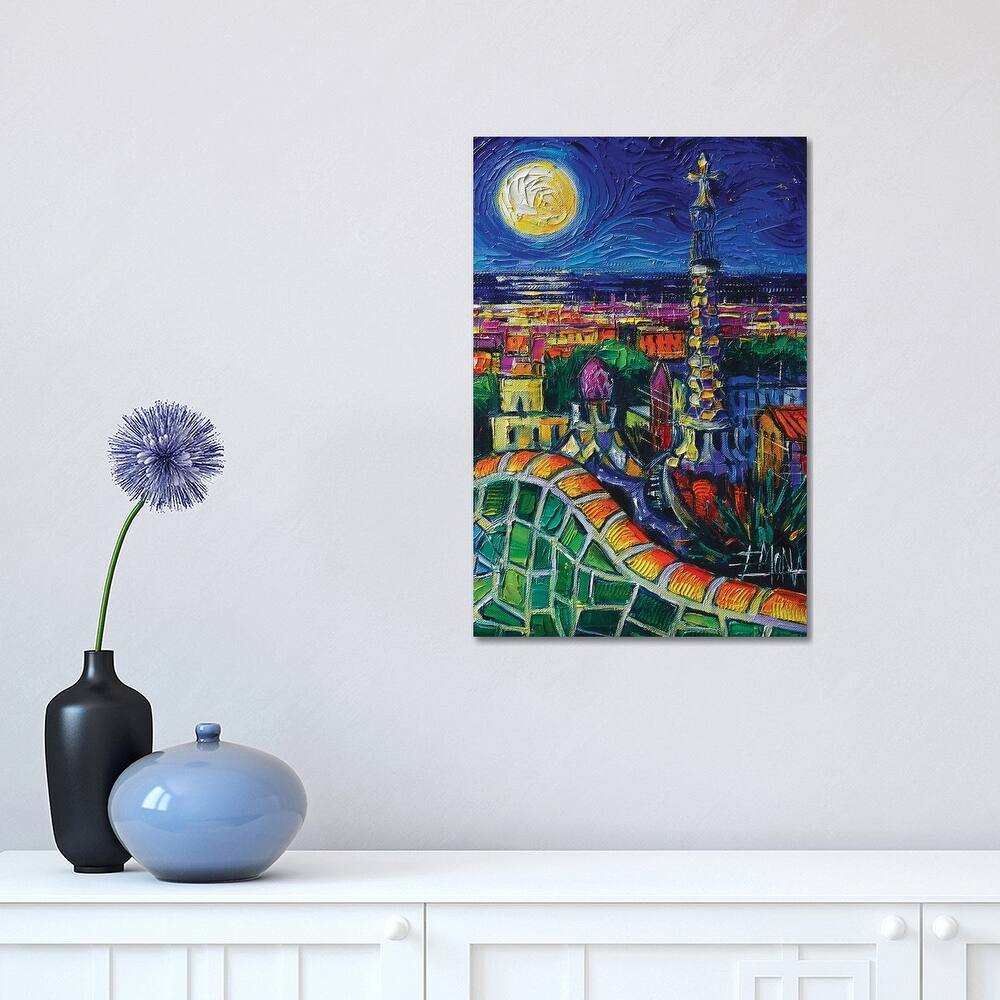 iCanvas "Barcelona Nightscape" by Mona Edulesco Canvas Print