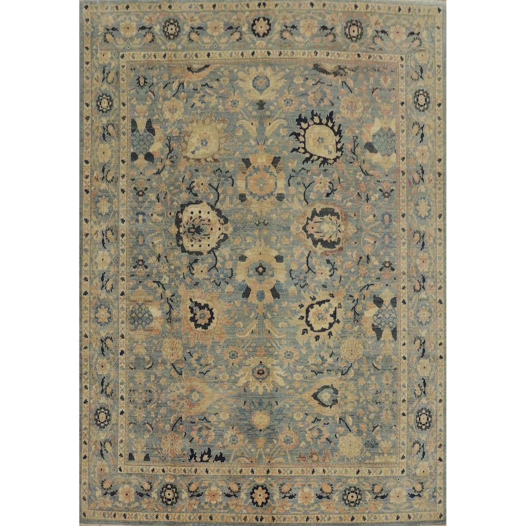 Hand Knotted Traditional Wool Blue Geometric Area Rug - 9' 8'' X 8' 0''